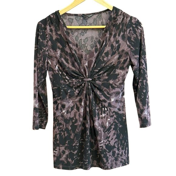 Y2K Daisy Fuentes Purple Black Tie Dye Baby Doll Blouse Medium Whimsigoth - Picture 1 of 4